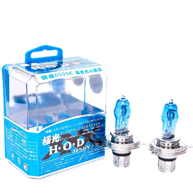 картинка Галогеновые лампочки HOD H4 100W 12V (2ШТ) 6000k магазин  StreetTuning 