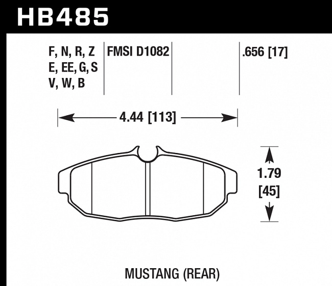 картинка Колодки тормозные HB485F.656 HAWK HPS задние Mustang 2008-> магазин  StreetTuning 