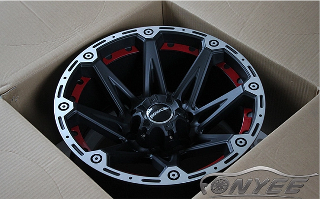 картинка Новые диски Formula R17 6x139,7 ET-10 J9 черный мат + красная оконтовка магазин  StreetTuning 