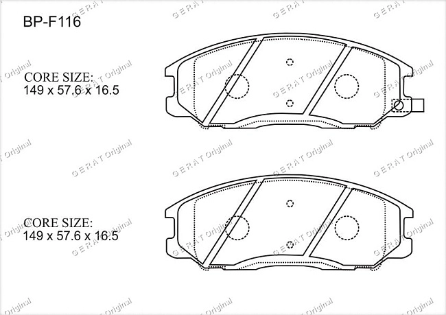 картинка Передние тормозные колодки Gerat BP-F116 (Hyundai Santa Fe/ 
Kia Sorento) магазин  StreetTuning 