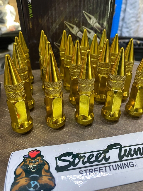 картинка Комплект гаек пики (пули) Starleks, 12х1.25 , цвет золотой, 20 шт. магазин  StreetTuning 