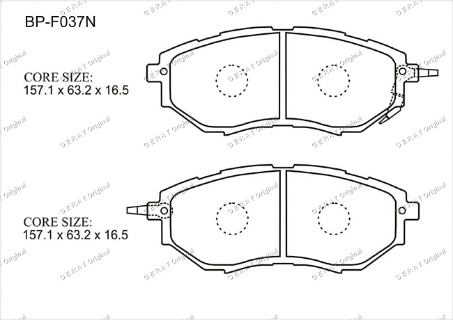 картинка Передние тормозные колодки Gerat BP-F037N (Subaru Legacy, Outback, Tribeca) магазин  StreetTuning 