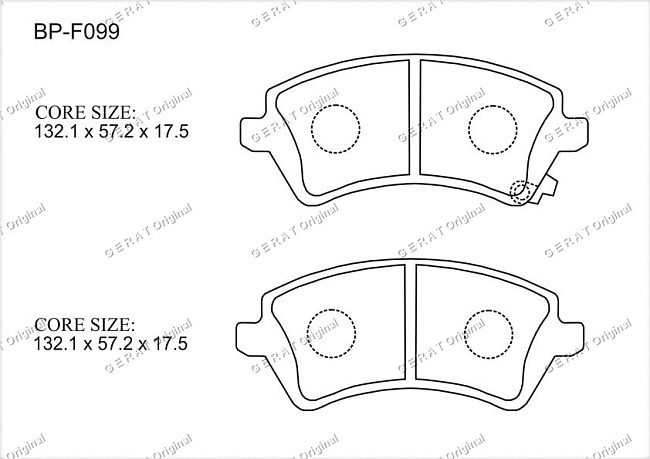 картинка Передние тормозные колодки Gerat BP-F099 (Toyota Corolla, Corolla Verso) магазин  StreetTuning 