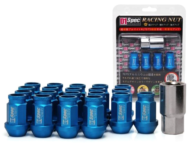 картинка Комплект гаек D1 Spec 40 мм открытые, синие М12 х 1.5 магазин  StreetTuning 