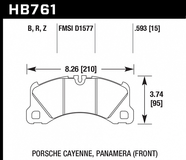 картинка Колодки тормозные HB761B.593 HAWK Street 5.0 передние PORSCHE CAYENNE, PANAMERA, MACAN; VW TOUAREG магазин  StreetTuning 