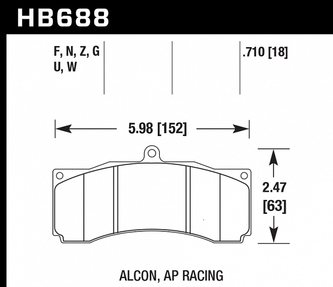 картинка Колодки тормозные HB688U.710 HAWK DTC-70 PROMA 6 порш, AP Racing, Stop Tech, JBT, Alcon, XYZ магазин  StreetTuning 
