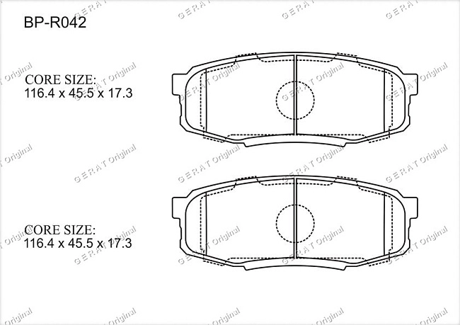 картинка Задние тормозные колодки Gerat BP-R042 (Lexus LX570/
Toyota Avalon, Land Cruiser, Land Cruiser Prado, Sequoia, Tundra) магазин  StreetTuning 