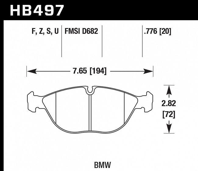 картинка Колодки тормозные HB497F.776 HAWK HPS передние BMW X5 (E53), (E39)  (E38) магазин  StreetTuning 