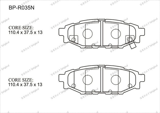 картинка Задние тормозные колодки Gerat BP-R035N (Subaru Exiga, Forester, Impreza, Legacy, Outback, XV/ 
Toyota GT86) магазин  StreetTuning 