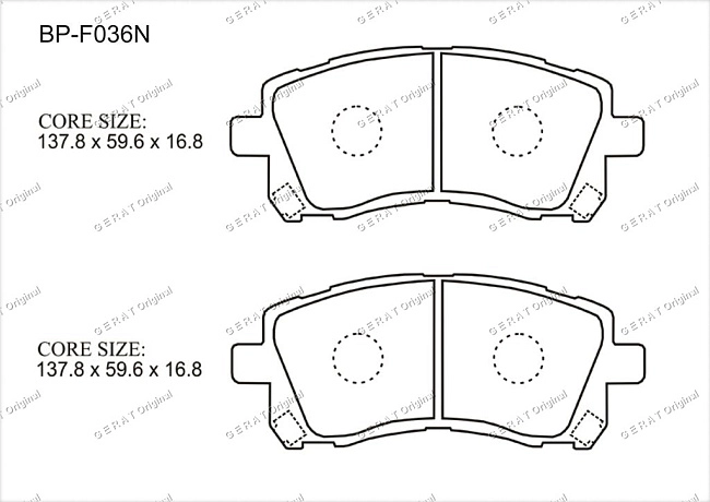 картинка Передние тормозные колодки Gerat BP-F036N (Subaru Forester, Impreza, Legacy, Outback) магазин  StreetTuning 