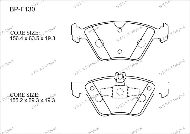 картинка Передние тормозные колодки Gerat BP-F130 (Mercedes-Benz CLC-Класс, CLK-Класс, E-Класс, S-Класс, SLK-Класс) магазин  StreetTuning 