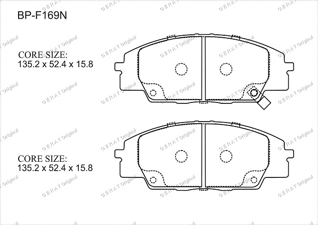 картинка Передние тормозные колодки Gerat BP-F169N (Honda Accord, Civic, Integra, Torneo) магазин  StreetTuning 