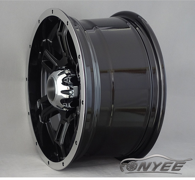 картинка Новые диски Powcan модель 8 R16 J8 ET-15 6x139,7 черный глянец + серебро магазин  StreetTuning 