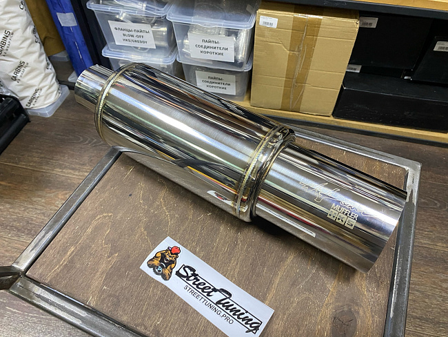 картинка Прямоточная банка HKS Style серии Jasma,D - 63 x 89 мм, L-390 мм магазин  StreetTuning 