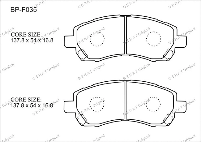 картинка Передние тормозные колодки Gerat BP-F035 (Subaru Impreza, 
Legacy) магазин  StreetTuning 