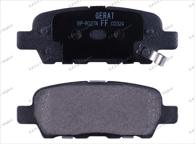 картинка Задние тормозные колодки Gerat BP-R027N (Infinitn EX35, FX35, FX45, FX50, G35, G37, M35, M45, 350Z/ Nissan Altima, Dualis, Elgrand, Fuga, Maxima, Murano, Presage, Primera, Qashqai, Quest, Rogue, Sentra, Skyline, Teana, Tiida, Versa, X-Trail/ 
Suzuki Escud магазин  StreetTuning 