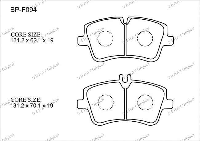 картинка Передние тормозные колодки Gerat BP-F094 (Mercedes-Benz C-Класс, CLK-Класс, SLK-Класс/
Volkswagen Passat) магазин  StreetTuning 