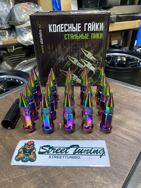 картинка Комплект гаек пики (пули) Starleks, 12х1.25 , цвет неохром, 20 шт. магазин  StreetTuning 