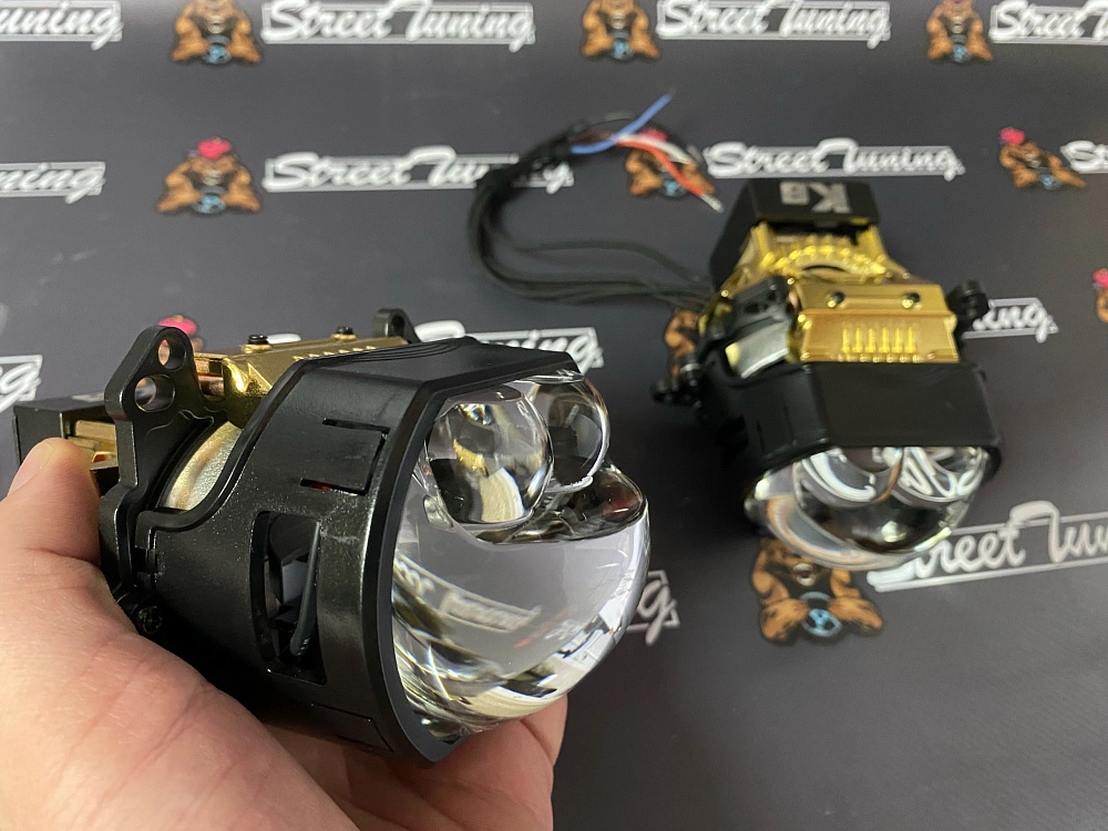 картинка Светодиодные линзы Sanvi K8 ДВОЙНОЙ LASER - 3 дюйма от магазина  StreetTuning