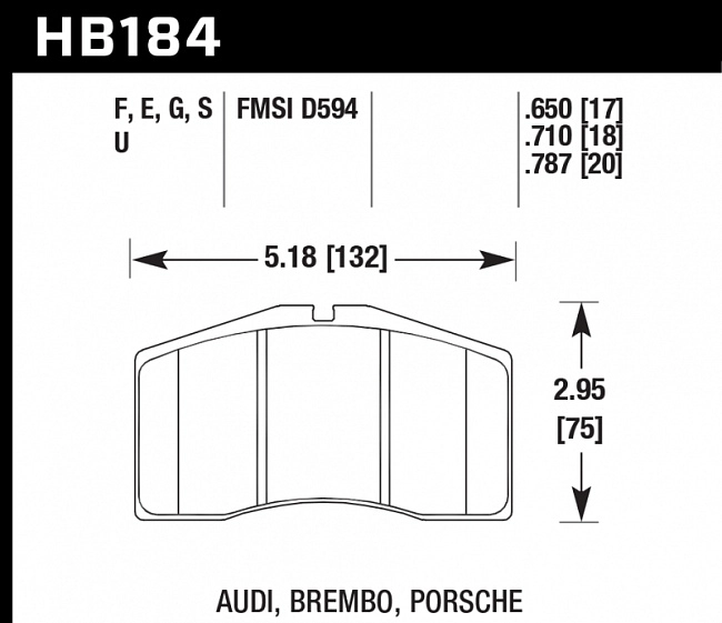 картинка Колодки тормозные HB184F.650 HAWK HPS  Brembo, Alcon, Porsche магазин  StreetTuning 