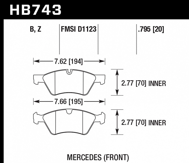 картинка Колодки тормозные HB743B.795 HAWK Street 5.0 перед  MB E W211; M W164; R W251; G W463; GL W164 магазин  StreetTuning 