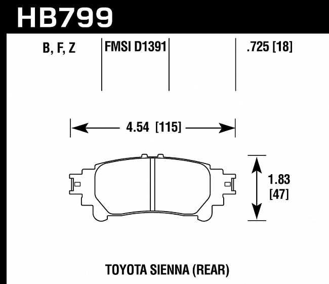 картинка Колодки тормозные HB799Z.597 HAWK PC задн. Lexus RX350 2013-> ; HIGHLANDER 2013-> магазин  StreetTuning 