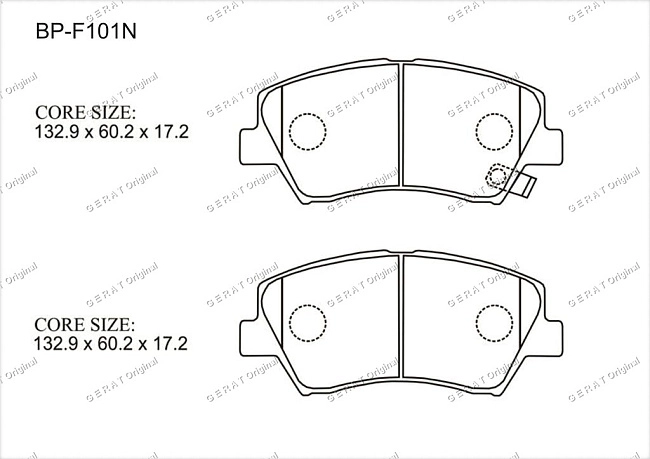 картинка Передние тормозные колодки Gerat BP-F101N (Huyndai Avante, Elantra, Veloster) магазин  StreetTuning 