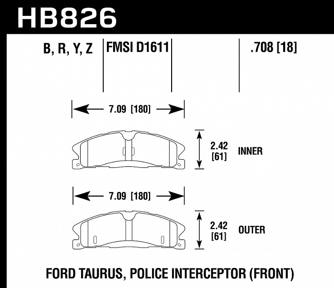 картинка Колодки тормозные HB826Y.708 HAWK LTS Ford Explorer AWD передние магазин  StreetTuning 