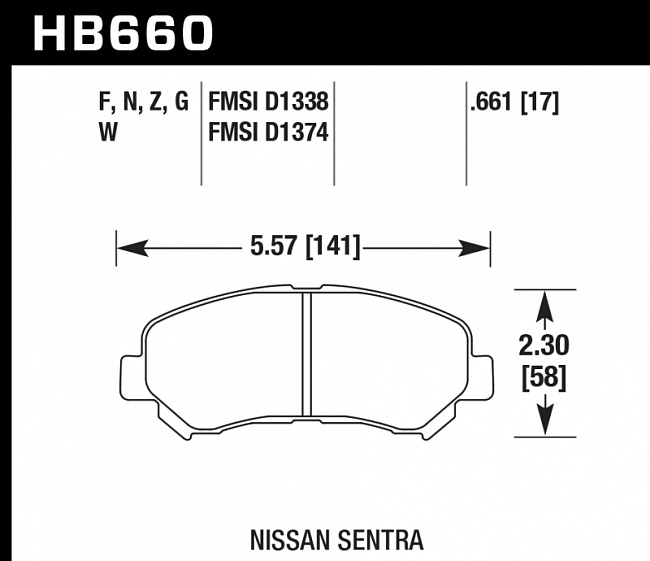 картинка Колодки тормозные HB660F.661 HAWK HPS MAZDA CX-5 / Nissan Qashqai, X-trail магазин  StreetTuning 