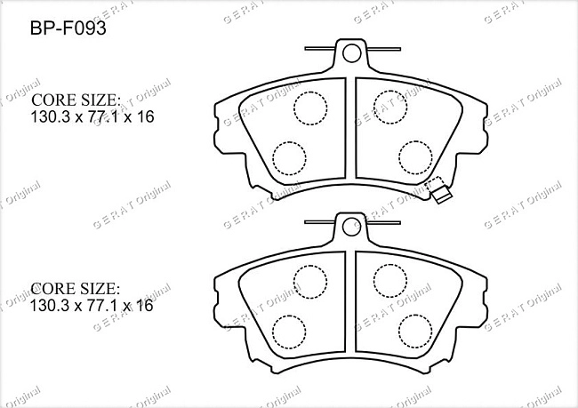 картинка Передние тормозные колодки Gerat BP-F093 (Mitsubishi Carisma, Colt/ 
Volvo S40, V40) магазин  StreetTuning 