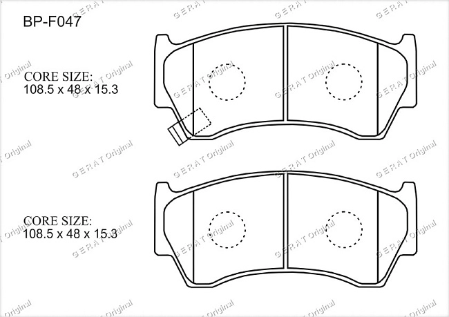 картинка Передние тормозные колодки Gerat BP-F047 (NissanAlmera, Pulsar, Sunny) магазин  StreetTuning 