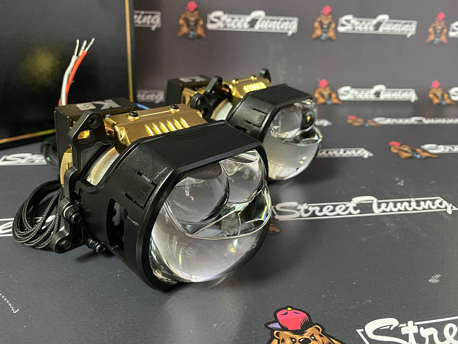 картинка Светодиодные линзы Sanvi K8 ДВОЙНОЙ LASER - 3 дюйма магазин  StreetTuning 