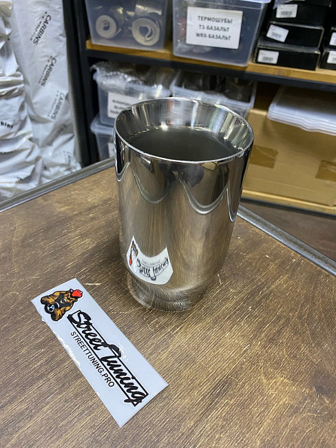 картинка Насадка на глушитель универсальная 63x89 мм, хром, 150 мм магазин  StreetTuning 