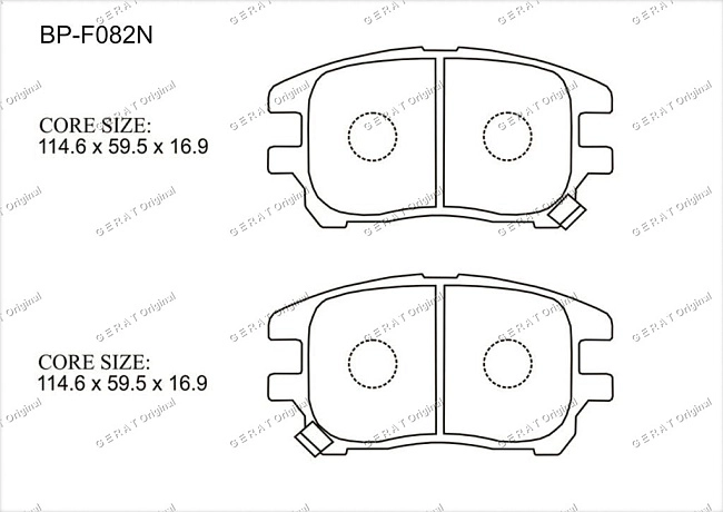 картинка Передние тормозные колодки Gerat BP-F082N (Lexus RX300/
Toyota Harrier) магазин  StreetTuning 
