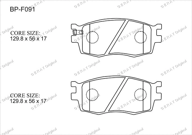 картинка Передние тормозные колодки Gerat BP-F091 (Hyundai Accent, I20/
Kia Rio) магазин  StreetTuning 