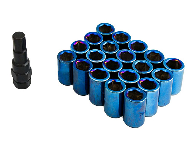 картинка Колесные гайки под внутренний ключ Starleks, М12 х 1.25, L-32 мм, синие магазин  StreetTuning 