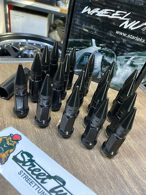 картинка Комплект гаек пики (пули) Starleks, 12х1.5 , цвет черный, 20 шт. магазин  StreetTuning 