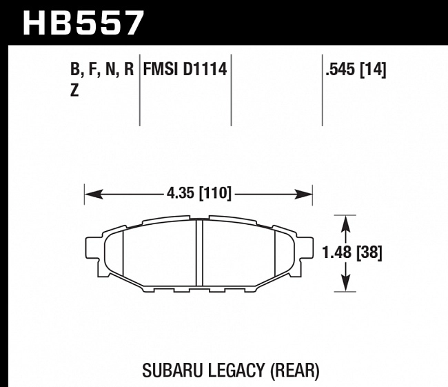 картинка Колодки тормозные HB557F.545 HAWK HPS задние Subaru BR-Z, Forester SG, SH, Impreza GH, Legacy магазин  StreetTuning 