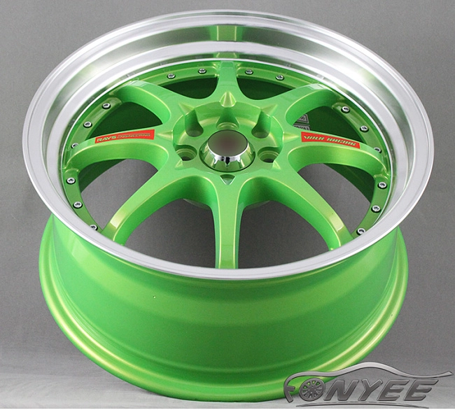 картинка Новые диски RAYS CE28SL R17 4X114,3/4X100 ET38 J7,5 зеленый + полированная полка магазин  StreetTuning 