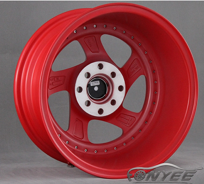 картинка Новые диски Rotiform TMB Flat R15 4х114,3/100 ET30 J7 красный глянец + полированная полка магазин  StreetTuning 