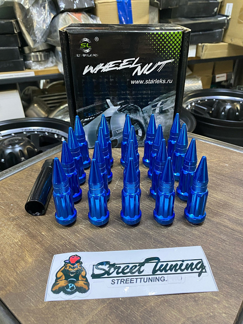 картинка Комплект гаек пики (пули) Starleks, 14х1.5, цвет синий, 20 шт. магазин  StreetTuning 