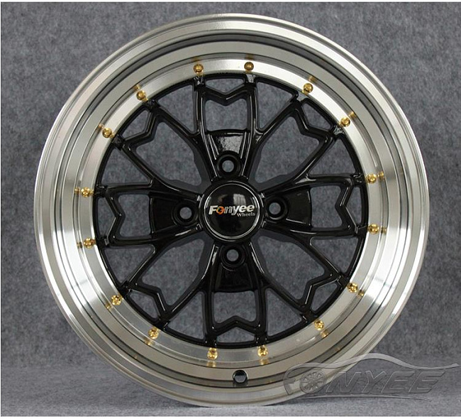картинка Новые диски Fonyee 552 R15 4X100 ET20 J8 черный глянец + полированная полка магазин  StreetTuning 