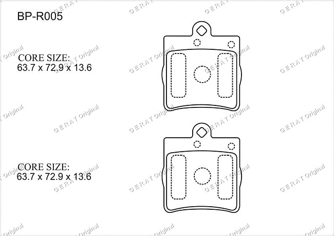 картинка Задние тормозные колодки Gerat BP-R005 (Mercedes C-Класс, CLC-Класс, CLK-Класс, E-Класс, SLK-Класс) магазин  StreetTuning 