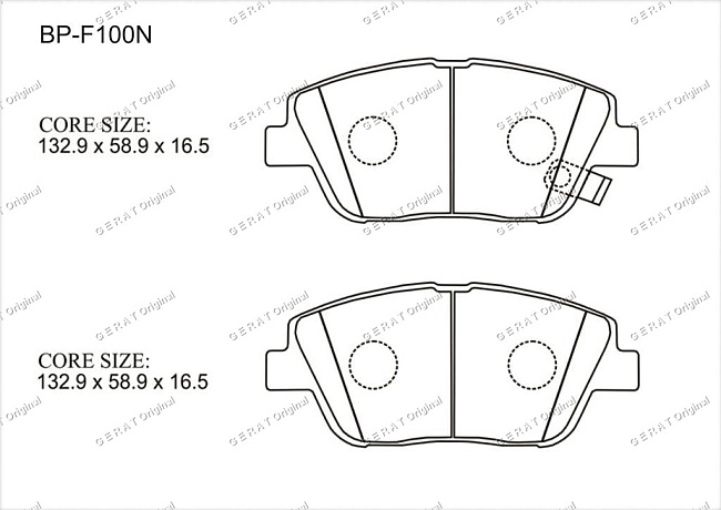 картинка Передние тормозные колодки Gerat BP-F100N (Hyundai Grandeur, Sonata/ 
Kia Optima) магазин  StreetTuning 