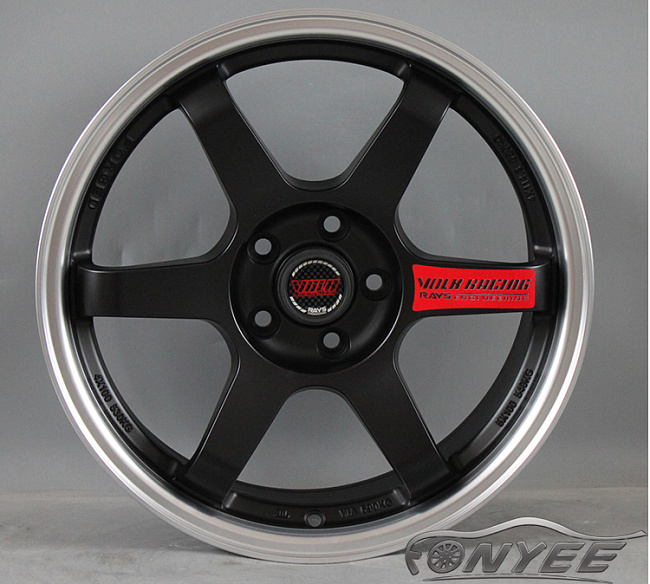 картинка Новые диски Rays TE37 R17 5X100 ET38 J7,5 черные матовые + хром полка магазин  StreetTuning 