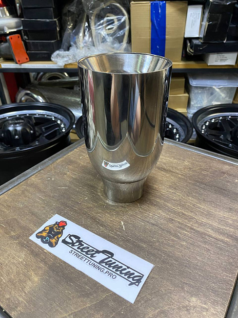 картинка Насадка на глушитель универсальная 60x102 мм, хром, 180 мм магазин  StreetTuning 