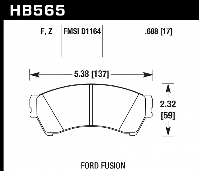 картинка Колодки тормозные HB565F.688 HAWK HPS Mazda 6; Ford Fusion; магазин  StreetTuning 