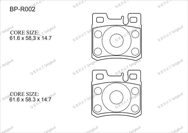 картинка Задние тормозные колодки Gerat BP-R002 (Mercedes-Benz C-Класс, E-Класс, SL-Класс, SLK-Класс) магазин  StreetTuning 