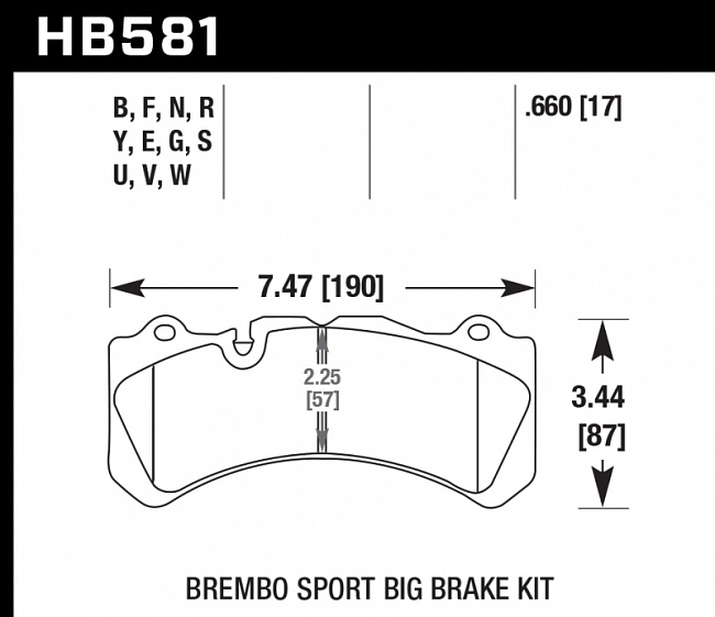 картинка Колодки тормозные HB581F.660 HAWK HPS Brembo 6 поршней тип J, N магазин  StreetTuning 