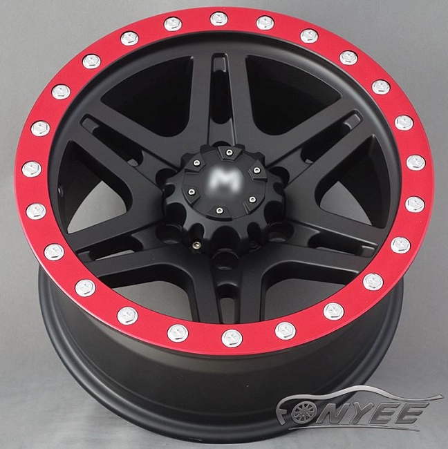 картинка Новые диски MVF-958 R16 6X139,7 ET-15 J8 черный мат + красный магазин  StreetTuning 